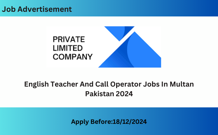 English Teacher And Call Operator Jobs In Multan